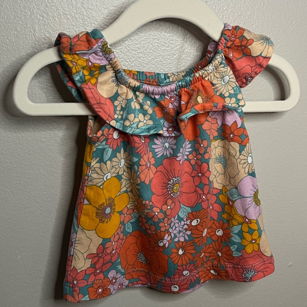 🔴Carter’s Baby Girl Floral Short Sleeve Ruffle Top SZ 3m🌸